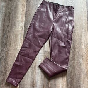 Burgundy Faux Leather Leggings